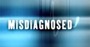 Graphic with the word "Misdiagnosed" on a blue background