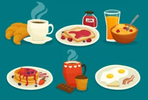 Set breakfast cartoon icons