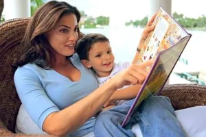Reading book to child