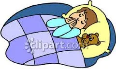 Illustration of a child asleep in bed with a teddy bear