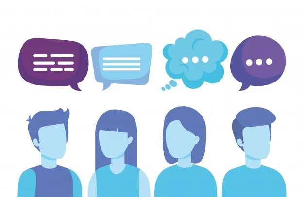 Group people with speech bubbles