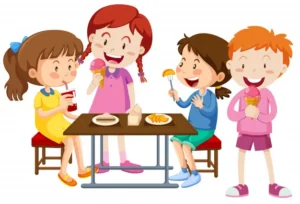 Set children eating together