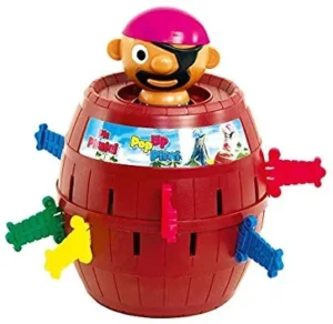 Pop-up Pirate children's game with coloured plastic swords