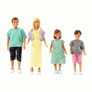 Illustration of a family of four standing side by side